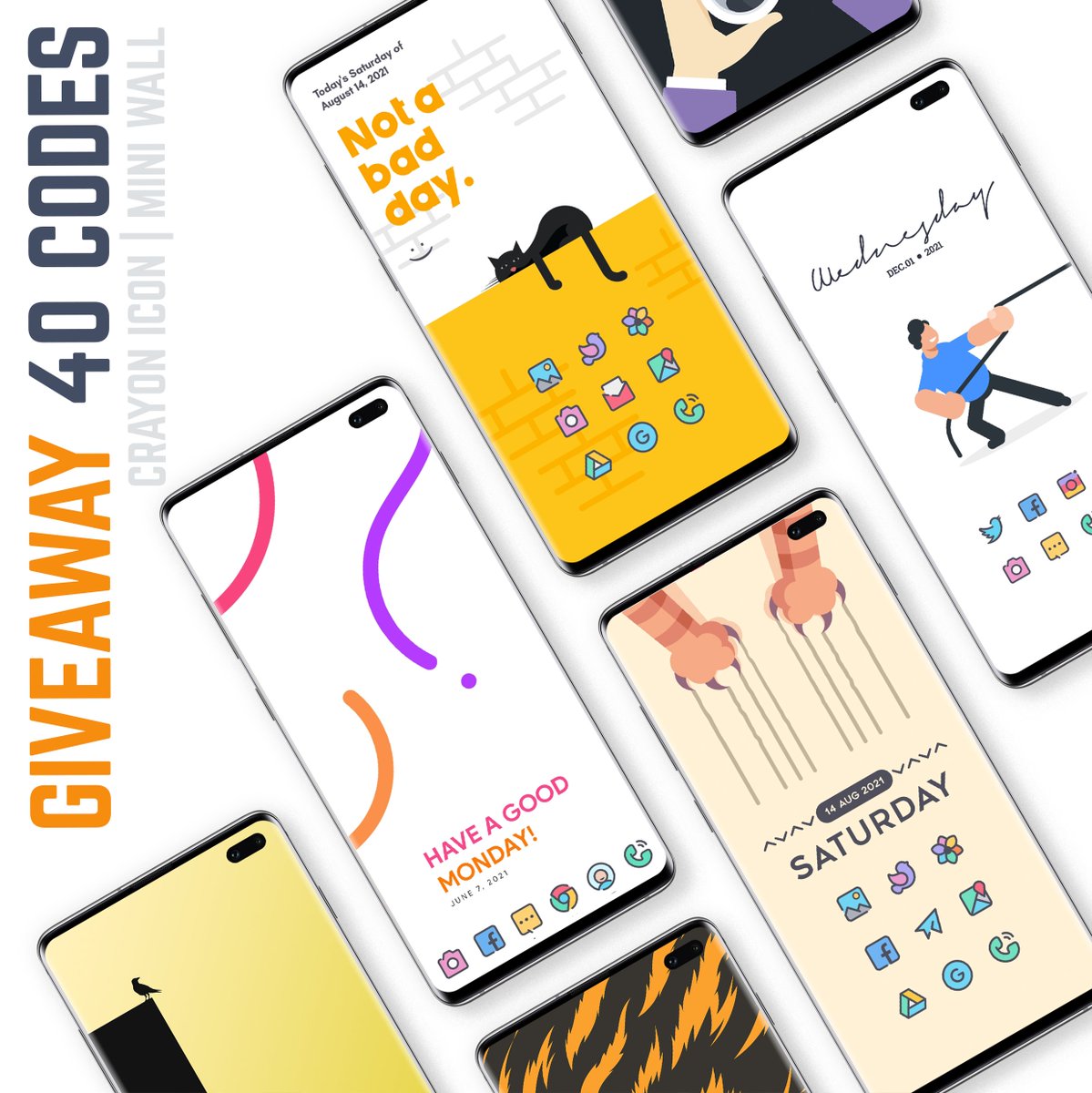 ArrowWalls's tweet image. 40 codes Giveaway of MiniWall + Crayon Iconpack.

20 Codes MiniWall Wallpapers: bit.ly/Miniwall
20 codes Crayon Iconpack: bit.ly/GetCrayon

- retweet, ❤️ &amp;amp; comment.
- follow @arrowwalls &amp;amp; @justnewdesigns

Winner will get both promo codes

Result in 3 days.