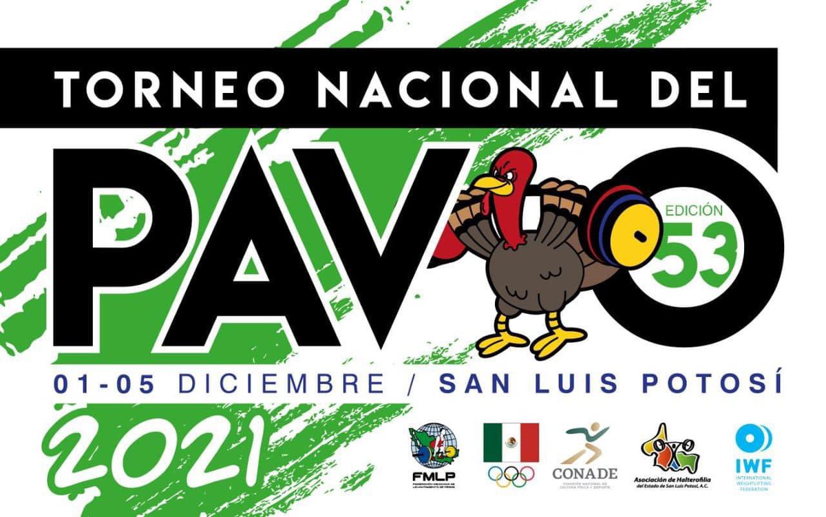 FMLPOFICIAL's tweet photo. 📣📣Hoy damos inicio a las competencias del “LIII Torneo Nacional del Pavo 🦃2️⃣0️⃣2️⃣1️⃣! en #SanLuisPotosi de levantamiento de pesas🏋🏽♂️ #FMLP
🗓1, 2 y 3 de diciembre
📍Hotel Hotel Maria Dolores
⏰ Serán 5 sesiones x día:
9:00, 11:00, 13:00, 16:00, 18:00 hrs https://t.co/lm9A0u7Cek