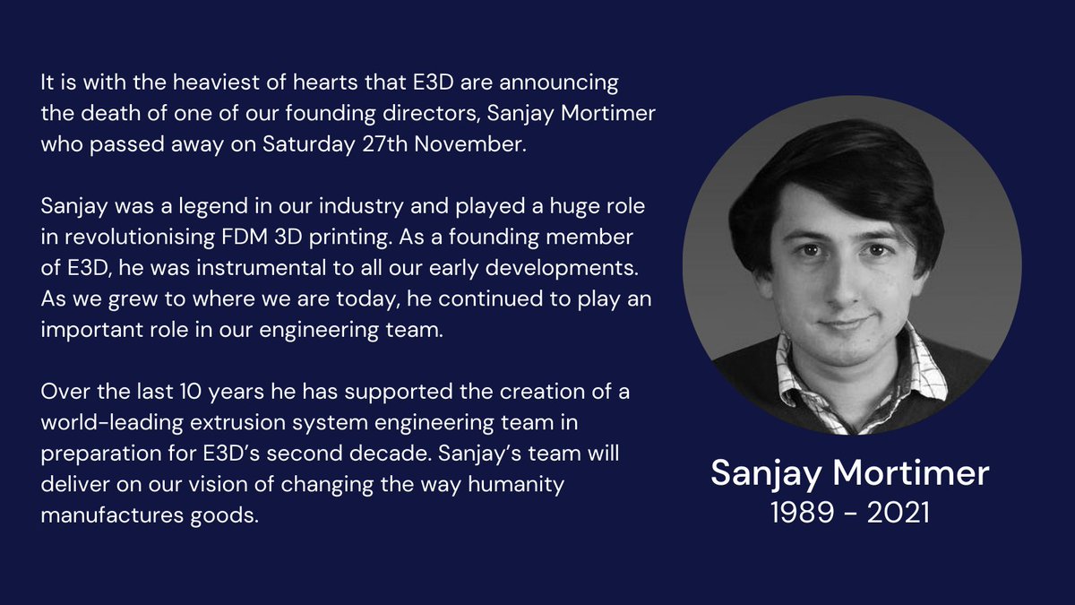 E3DOnline's tweet image. It is with the heaviest of hearts that we announce the death of one of our founding directors, Sanjay Mortimer, who passed away on Saturday 27th November - e3d-online.com/blogs/news/san…