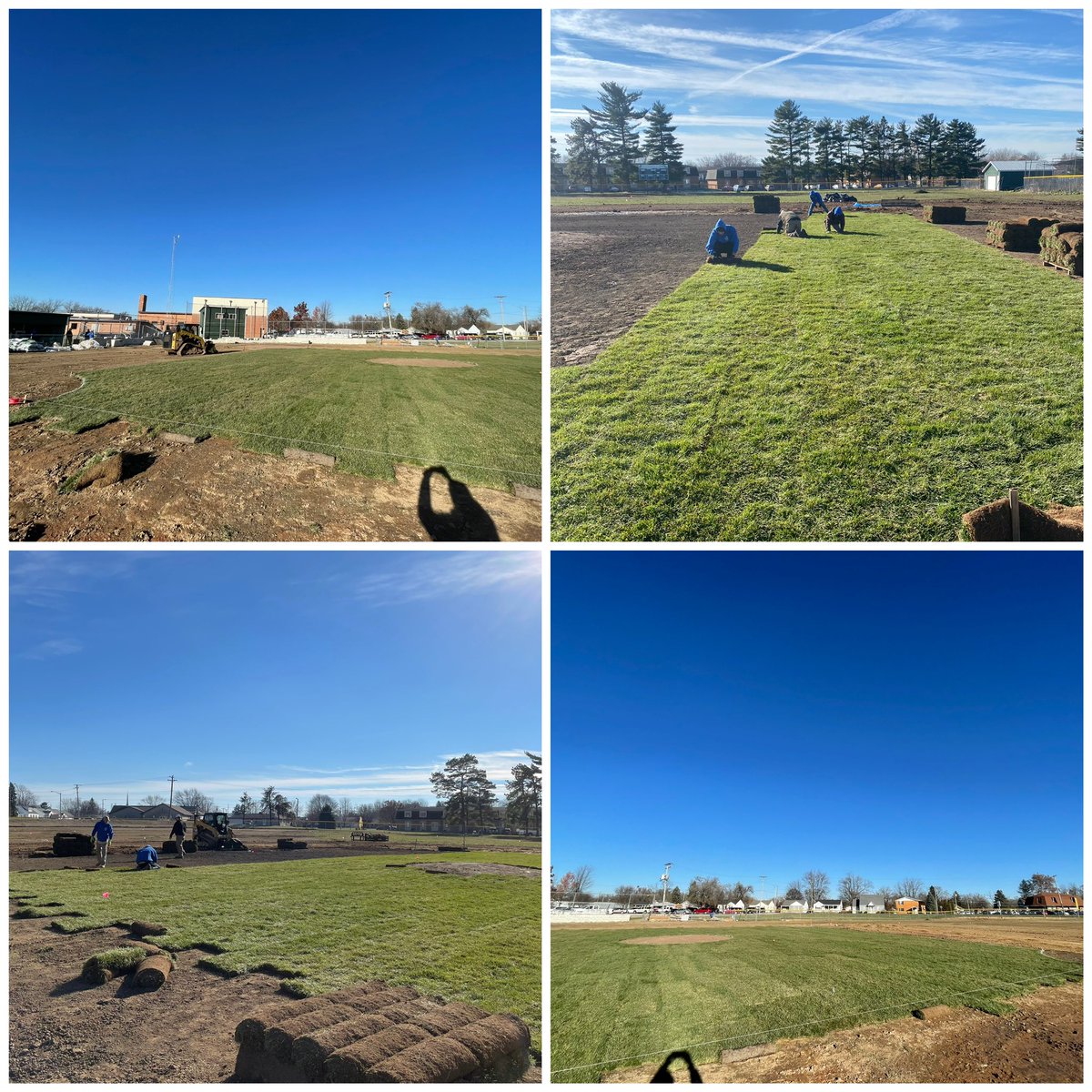 Turfdogs's tweet photo. Late Fall weather always makes field construction interesting but look at this beautiful @HgtSod @BarenbrugUSA going down @NCTrojansBSBL @NCTrojans. Even had to tarp to ward off rain. Mound &amp; Plate are taking shape w/ @DuraEdge clays. This is going to be one beautiful new field https://t.co/yOMOaaRLlr