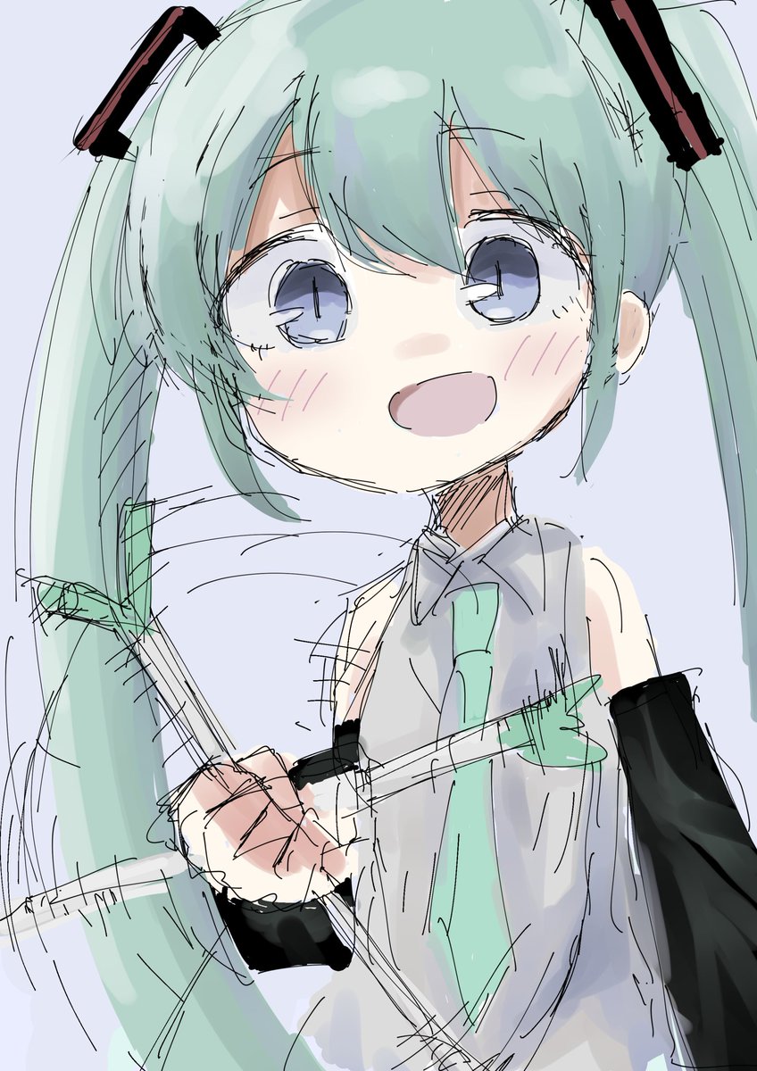初音ミク 「見ないで描いたミクちゃん 」|lﾅんにんのイラスト