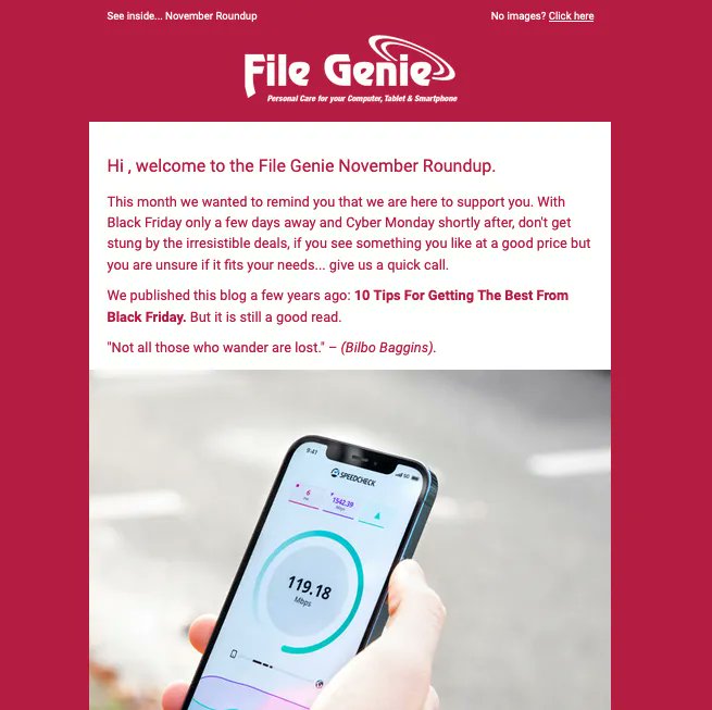 FileGenie's tweet image. Did you read last month’s File Genie Roundup?

You will find valuable tips on getting the most out of your broadband, like improving the speed of your broadband. 

Read here: buff.ly/3nSxyCA
 
#SlowWiFi #BroadbandSpeed #FileGenie