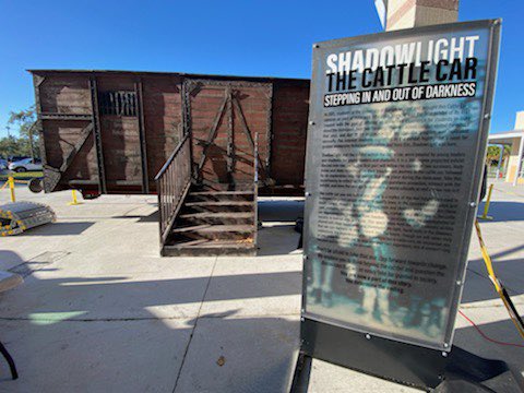 BroncosPBCHS's tweet photo. #PBCHS students getting their first look at the @my_shadowlight Cattle Car Exhibit‼️ Thanks to all who made this experience possible for our school‼️ This and other student exhibits will be on display through 12/3‼️ @Holocaustpbc @JannyReports @DerekLoweNews @KAMRELTV @kgwhetsell https://t.co/F0flXBk4Gw