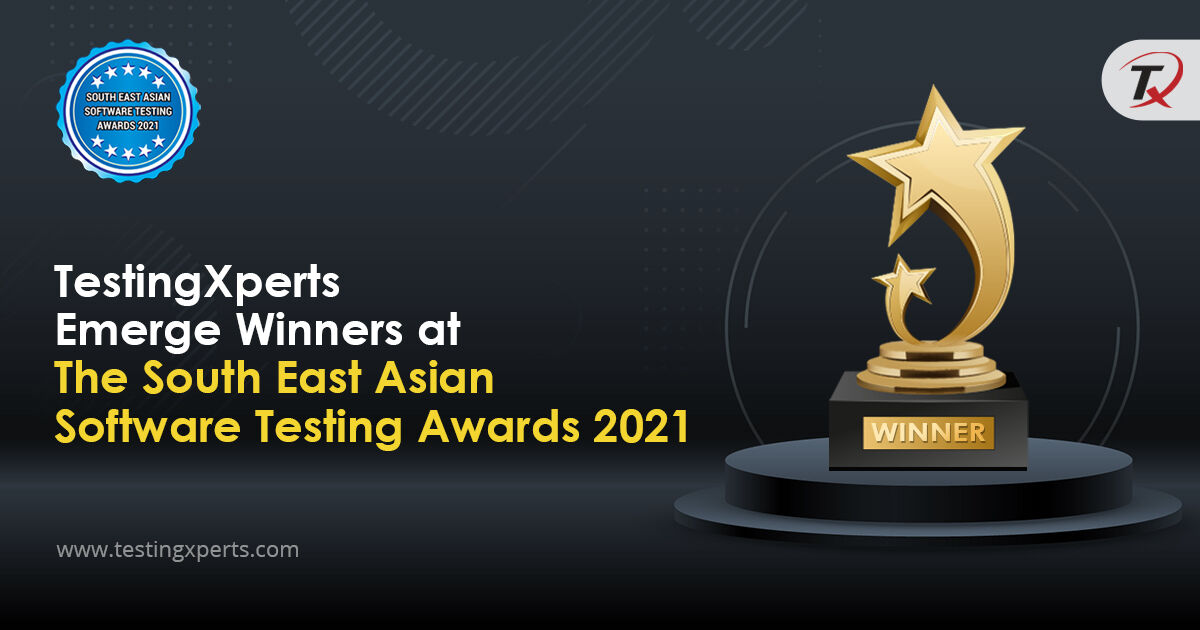TestingXperts's tweet photo. #Awards| Another feather in our cap! TestingXperts won prestigious The South East Asian Software Testing Awards 2021. 
Read the full press release here https://t.co/Ub8tNK42gd

#testingxperts #softwaretestingawards #qaawards #softwaretesting https://t.co/fMcJSXg1fd