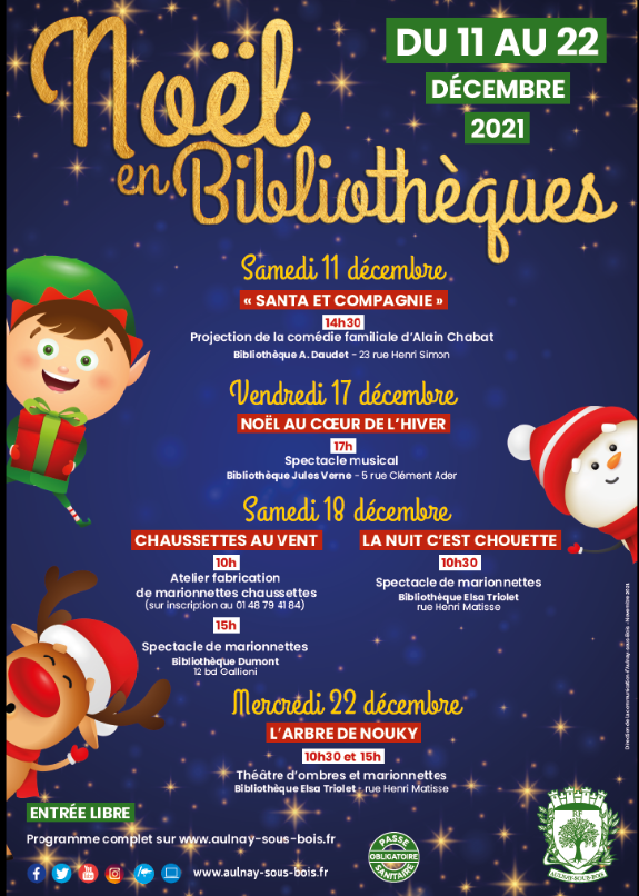 bibaulnay's tweet photo. Noël en Bibliothèques @AulnaySousBois , du 11 au 22 décembre : pour les petits et les grands 🤶🎅🧑‍🎄 https://t.co/pTr56vBgYw