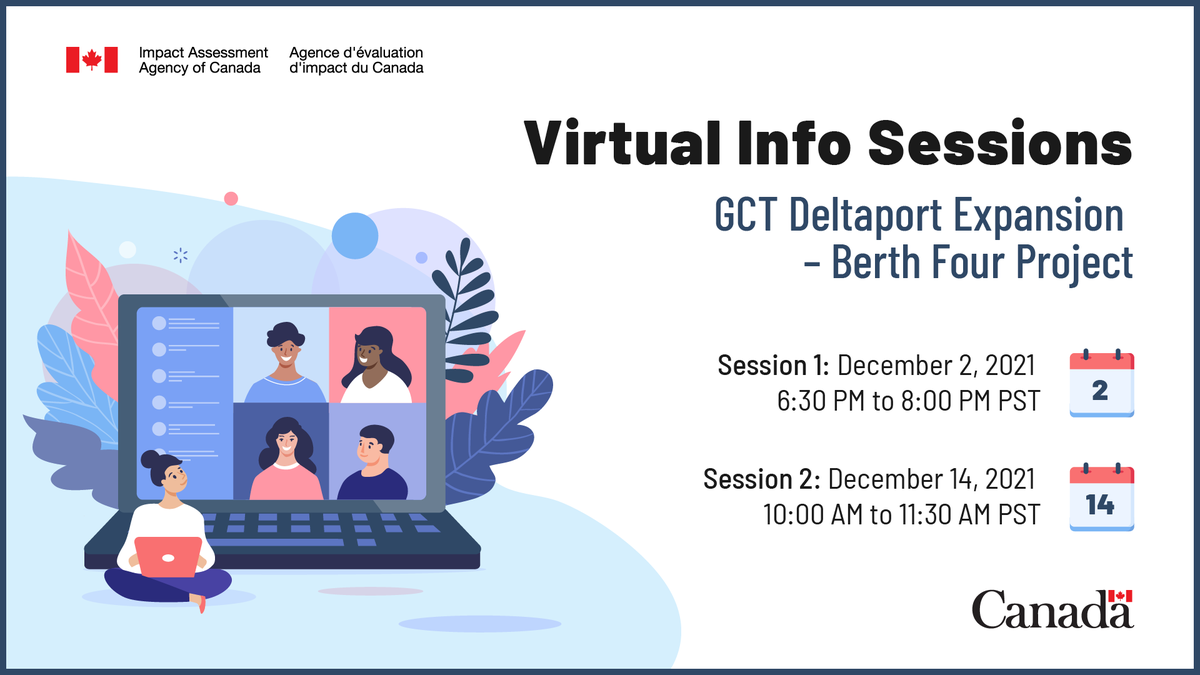 iaac_aeic's tweet photo. Join us tomorrow at 6:30 pm PST for a virtual information session on the proposed #Deltaport Expansion Project located in #BC. Alternative session on December 14.
We want to hear from you! π https://t.co/IawyWE6J6I
#PublicCommentPeriod
#HaveYourSay https://t.co/ZMNyJfuVrK