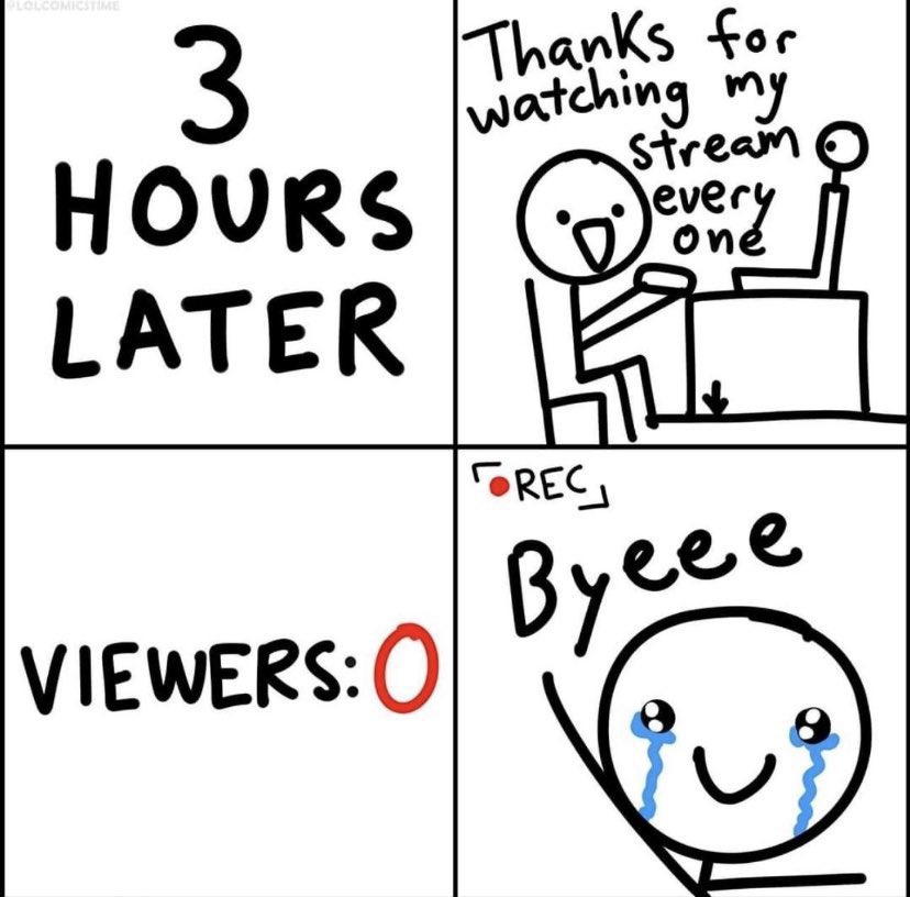 GoodVibesGamers's tweet photo. Small streamers In a nutshell https://t.co/5OuKSid3Xe