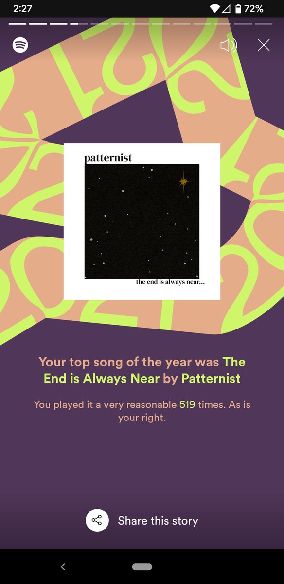 nat_valpey's tweet image. only 519 times?? note: this song came out 3 months ago 😅