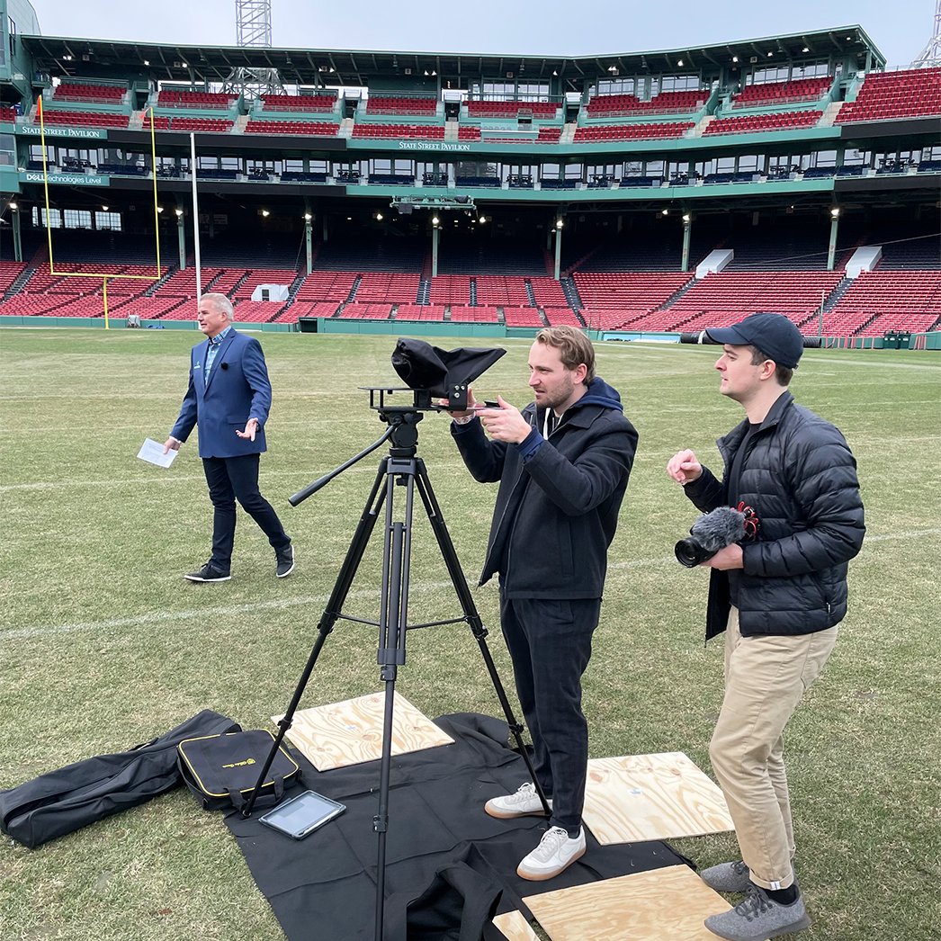 .@fenwaybowl video production today on-field at #Fenway with <a href="/WasabiMike/">Mike Welts</a>! #FenwayBowl