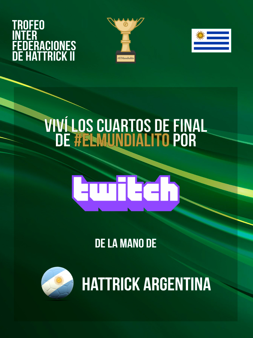 ¡Buenas noticias!

Podrás seguir en vivo los partidos de Cuartos de Final de #ElMundialito vía <a href="/TwitchLatam/">Twitch LATAM</a> en el canal Hattrick Argentina: twitch.tv/hattrickargent…

#TIFHii🇺🇾 #hattrick #FTornado