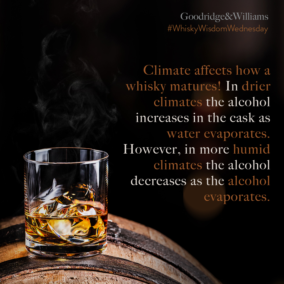 Did you know that the climate we live in has an effect on the maturation of the whisky? Not sure about you, but we’d like to take a “rain check” on this soggy weather we’ve been having lately on the West Coast 😉 Cheers!