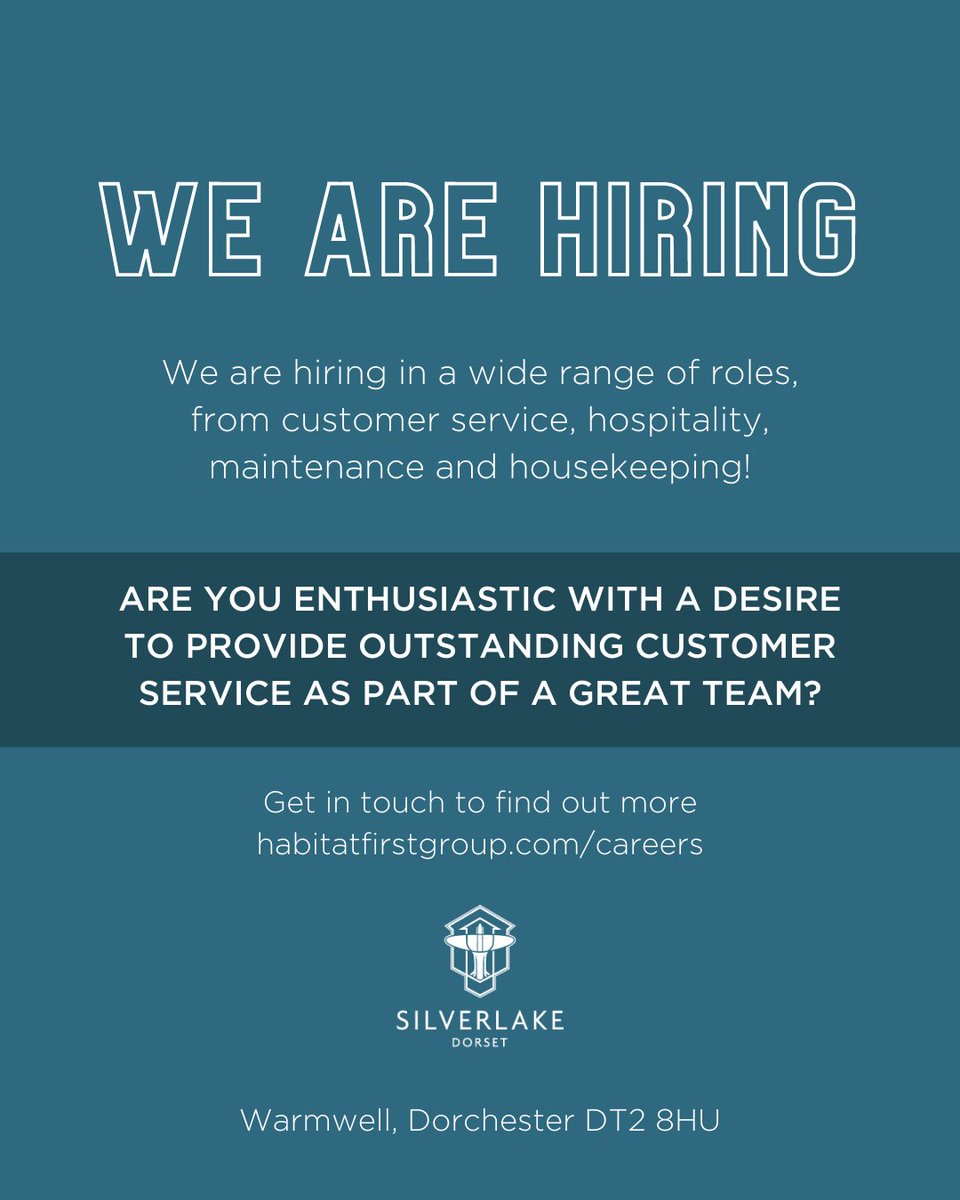 We are hiring!

For a full range of vacancies, visit l8r.it/JPaK.

#habitatfirstgroup #silverlake #silverlakedorset #pureadventure #livethewildlife #habitatescapes