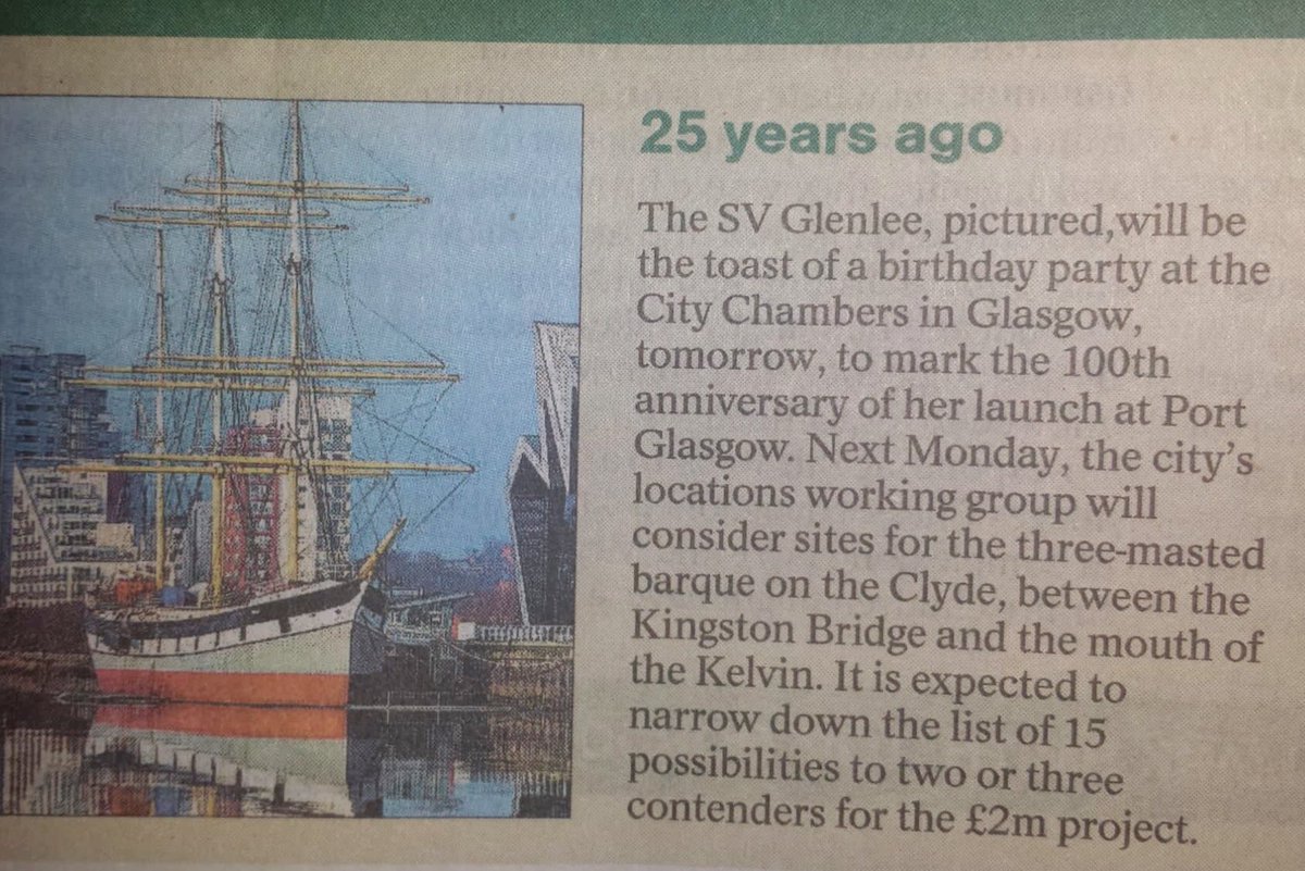 The_Tall_Ship's tweet photo. Gosh 25 years ago we were 100, must be about time for our 125! #glenlee125 @heraldscotland #shipshapeforchange https://t.co/FUy9q271uW
