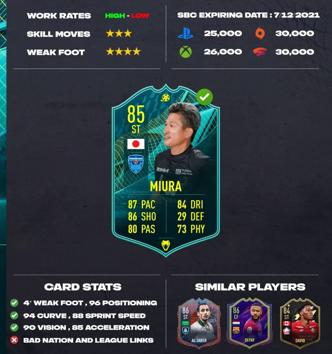 Fut_Maestro_'s tweet photo. Thoughts on Player Moments Nakamura and Miura SBC ? 🤔
Nakamura : So agile with also great dribbling and nice pace his shooting is good too and he is so cheap 🤝
Miura : The legend is back 😅
•••
#nakamura #miura #fifa #fifa22 #fut #fut22 #ut #ultimateteam #easportsfut https://t.co/aYb0Ofhm2e