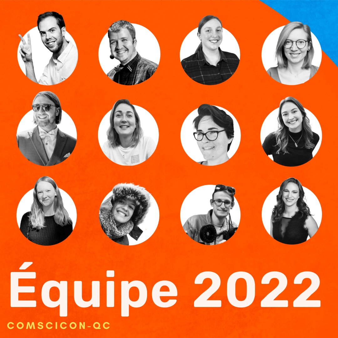 ComSciConQC's tweet photo. Prêt.e.s pour l'édition 2022 du ComSciCon-Qc? 🤩
On vous présente aujourd’hui qui se cache derrière l’organisation de la prochaine édition! 
👉 L’équipe est composée de Vincent, Thomas, Mélanie, Céline, Michel, Marine, Léa, Karelle, Justine, Chloé, Léo et Marion! 🥳 https://t.co/SksjNfKtcR