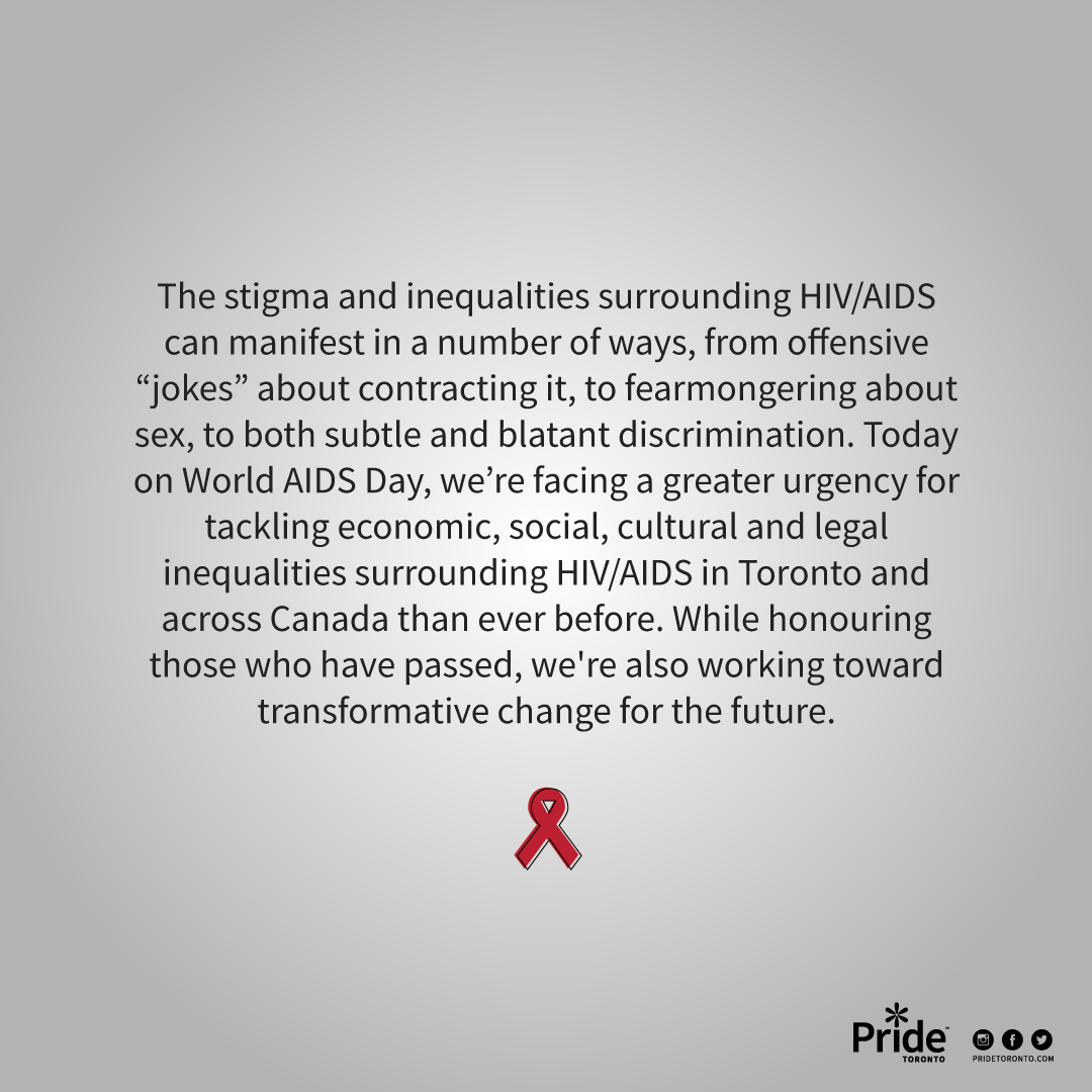 PrideToronto's tweet photo. Today on World AIDS Day, while honouring those who have passed, we're also working toward transformative change for the future.
#PrideToronto #Pride40 #WorldAIDSDay https://t.co/uES01BLp0c