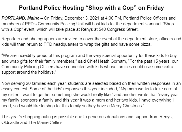 PolicePortland's tweet photo. "Shop with a Cop" is this Friday! https://t.co/Hv01VLrnK9