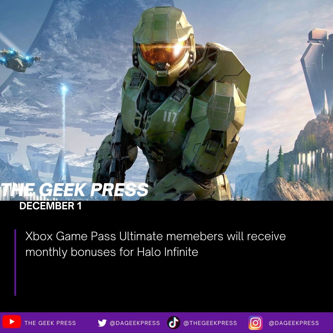 How do you guys feel about Game Pass Ultimate subscribers getting bonuses? Let us know! 
#halo #343industries #haloshow #xboxgamestudios #microsoft #videogame #videogamenews #Masterchief #spartan  #xboxgamepass #gamepassultimate