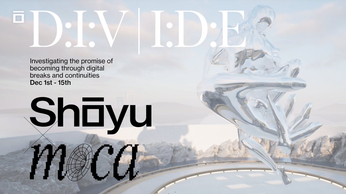 SHOYU_NFT's tweet photo. It is our pleasure to announce that our next exhibit in the Shoyu metaverse is curated by none other than, @MuseumofCrypto 

We are so looking forward to you experiencing the D:I:V | I:D:E exhibition, running from December 1st - 15th.

Enjoy 🥂
https://t.co/MI6pNcbTks https://t.co/QbI7OJLmJi