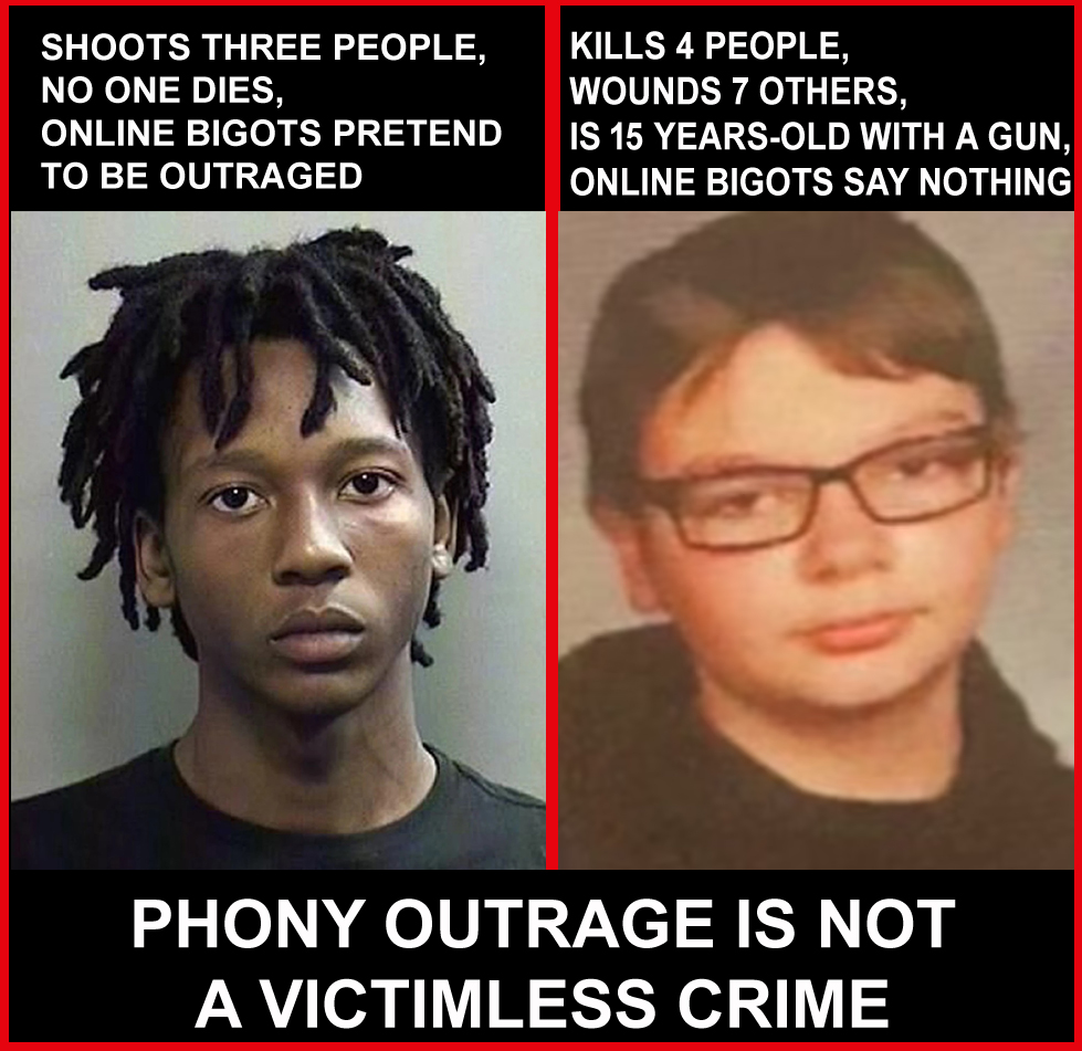 ProfBlacktruth's tweet photo. Ethan Crumbley is 15 years old, underage, just like Rittenhouse.
He just killed 4 people and wounded 7.
Yet the same people who made false comparisons about 18 year-old Timothy Simpkins a few weeks ago are silent now.
Racist memes distract us from preventing the next tragedy. https://t.co/spzYgz8SII