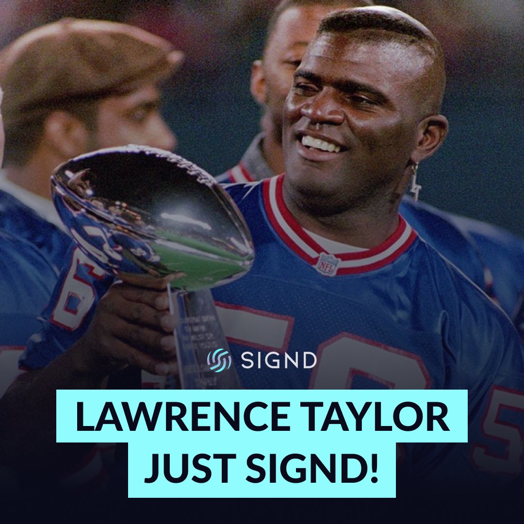 GetSignd's tweet photo. A football GIANT just got SIGND right on time for the holiday season! Super Bowl champion Lawrence «LT» Taylor is releasing a limited number of personalized experiences! Act fast, these won’t last! https://t.co/cx9rtIYciR