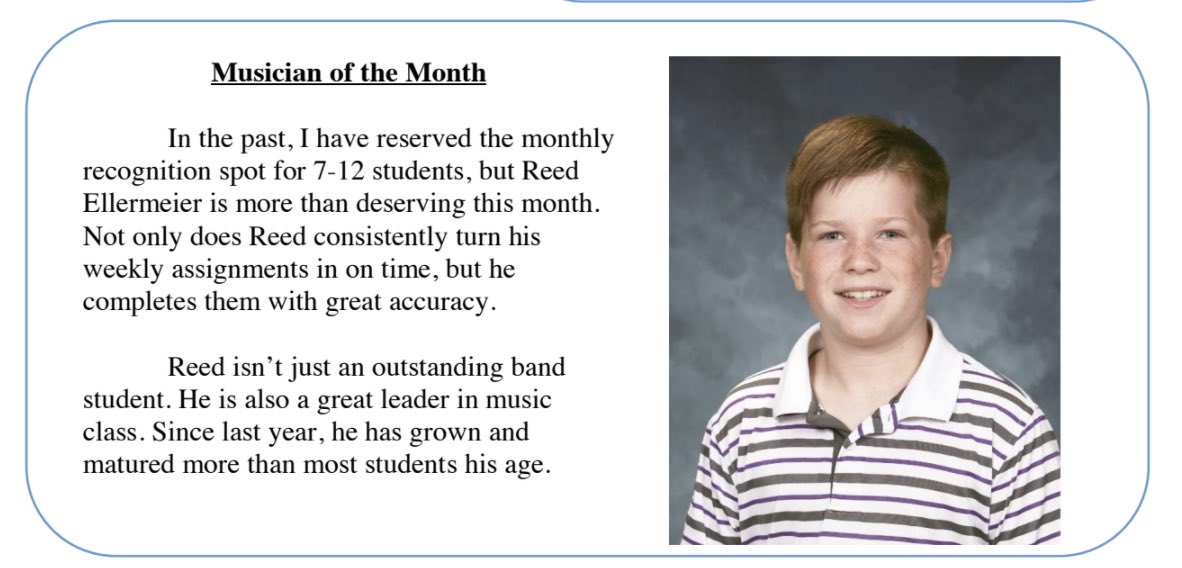 CindyFriese1's tweet photo. Proud of Reed with his musical and classroom accomplishments. He’s a super kid and deserves the recognition. @RockCoSchools #reedrocks https://t.co/0yqkUE7GM1