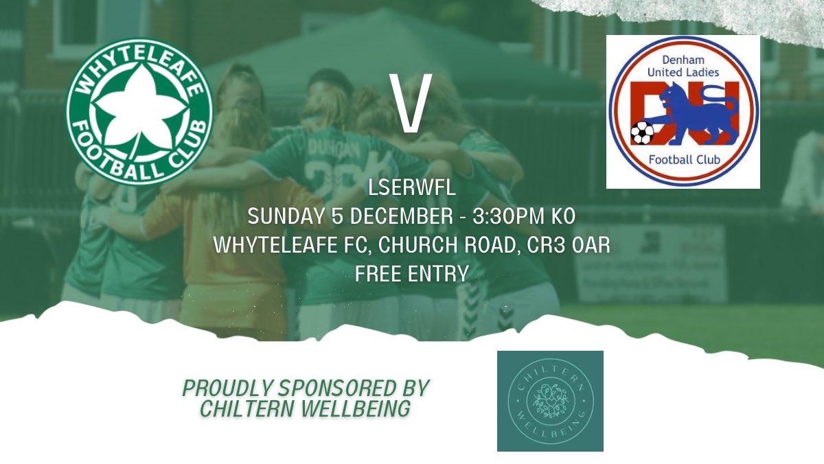 On Sunday we host <a href="/DenhamUnitedLFC/">Denham United Ladies FC</a> with thanks to matchday sponsors <a href="/ChilternWellBe1/">ChilternWellbeing</a>. Chiltern Wellbeing Foot and Ankle Clinic based in Hayes, Middlesex, specialises in the diagnosis and treatment of foot and ankle pain and pathology including sports injuries.