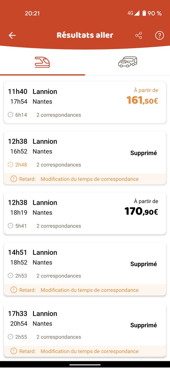 AdrienRoz's tweet photo. @ouisncf @TERBreizhGo,  les transports en commun, accessible ? Trajet en #voiture, 3h pour 30€. Transport "#écologique" et commun : +160€.  N'en déplaise aux #écologistes et autres,  ce sera en voiture ce trajet. La #mobilite  en Bretagne accessible à tous, une belle fumisterie https://t.co/ghpJldTKjA