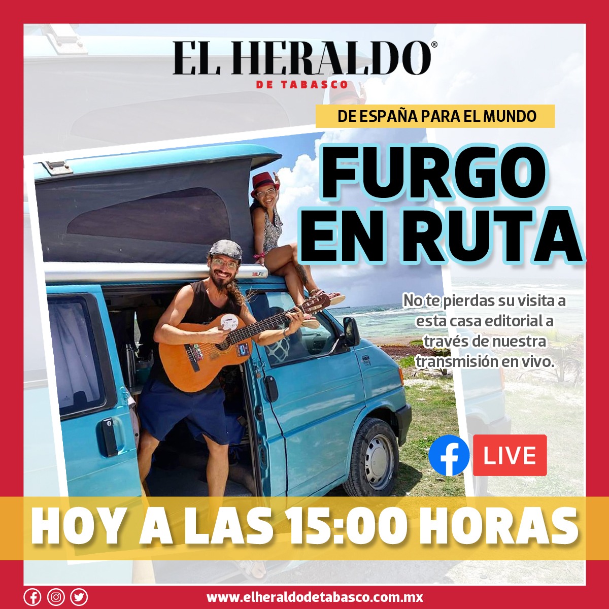 ¡Es hoy, es hoy! 😱

Conéctate con nosotros a través de Facebook Live en punto de las 3 de la tarde, y disfruta de la música 🎼🎹🎤de <a href="/furgoenruta/">Furgo en ruta</a> totalmente en vivo.

¡Te esperamos!