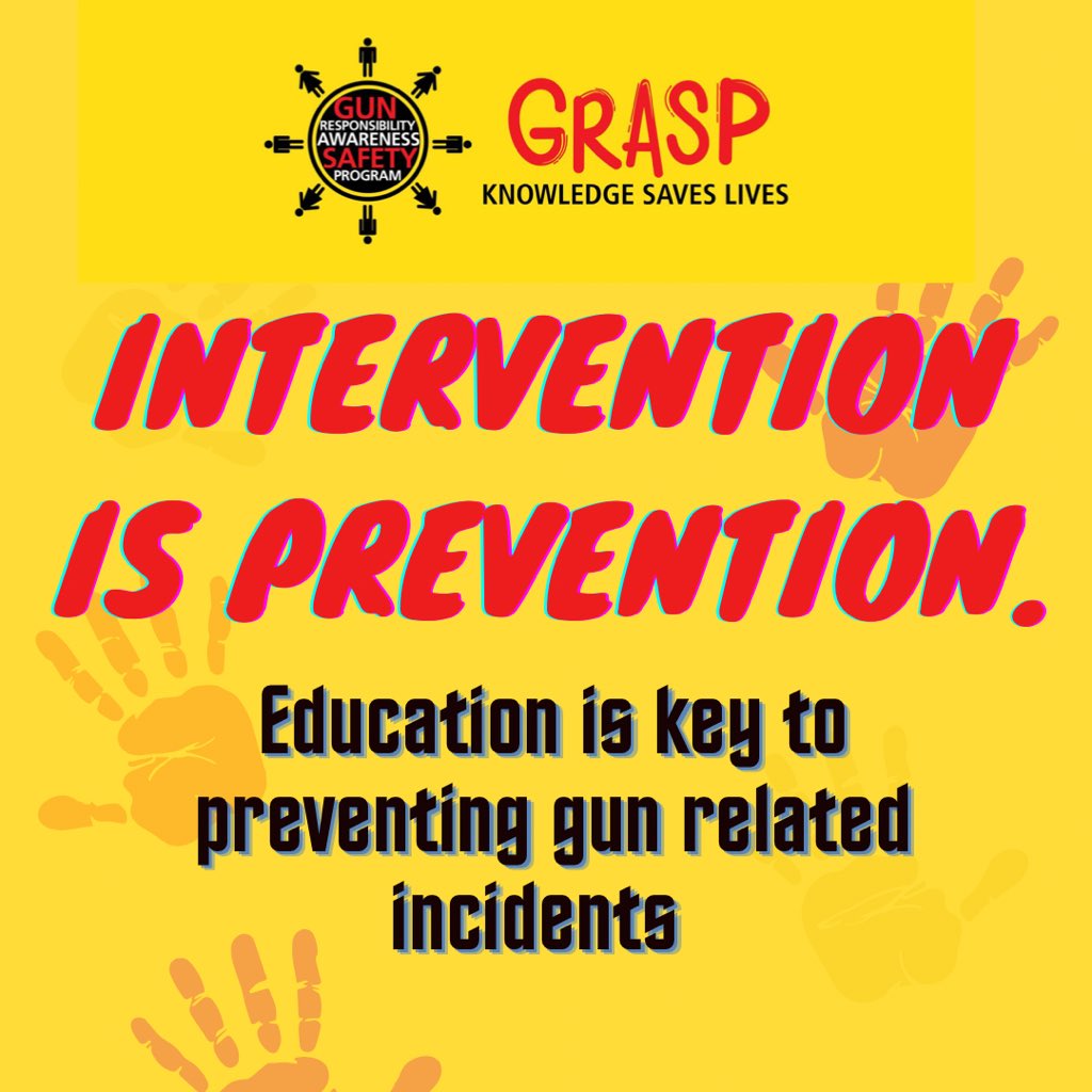 GraspSafety's tweet photo. Intervention is prevention when it comes to gun safety! We collectively must accept that an unsecured firearm at home could be a loaded gun at school. #GRASP https://t.co/Ps3a2ok3y1 https://t.co/sOrTFII30F