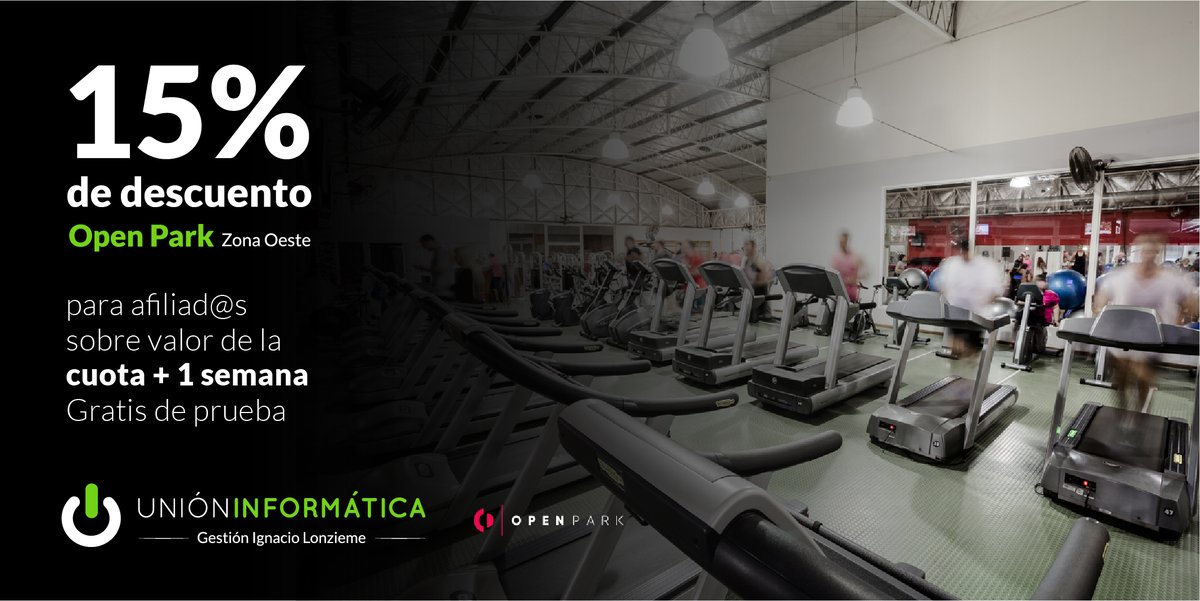 unioninf's tweet photo. Descuento del 15% sobre el valor de la Cuota + 1 Semana Gratis de prueba en clubes de deporte @openparkba en Zona Oeste, Ramos Mejía y San Justo.
#BeneficiosUI #openpark #UNIONINFORMATICA #descuentosui https://t.co/poEnrmuA55