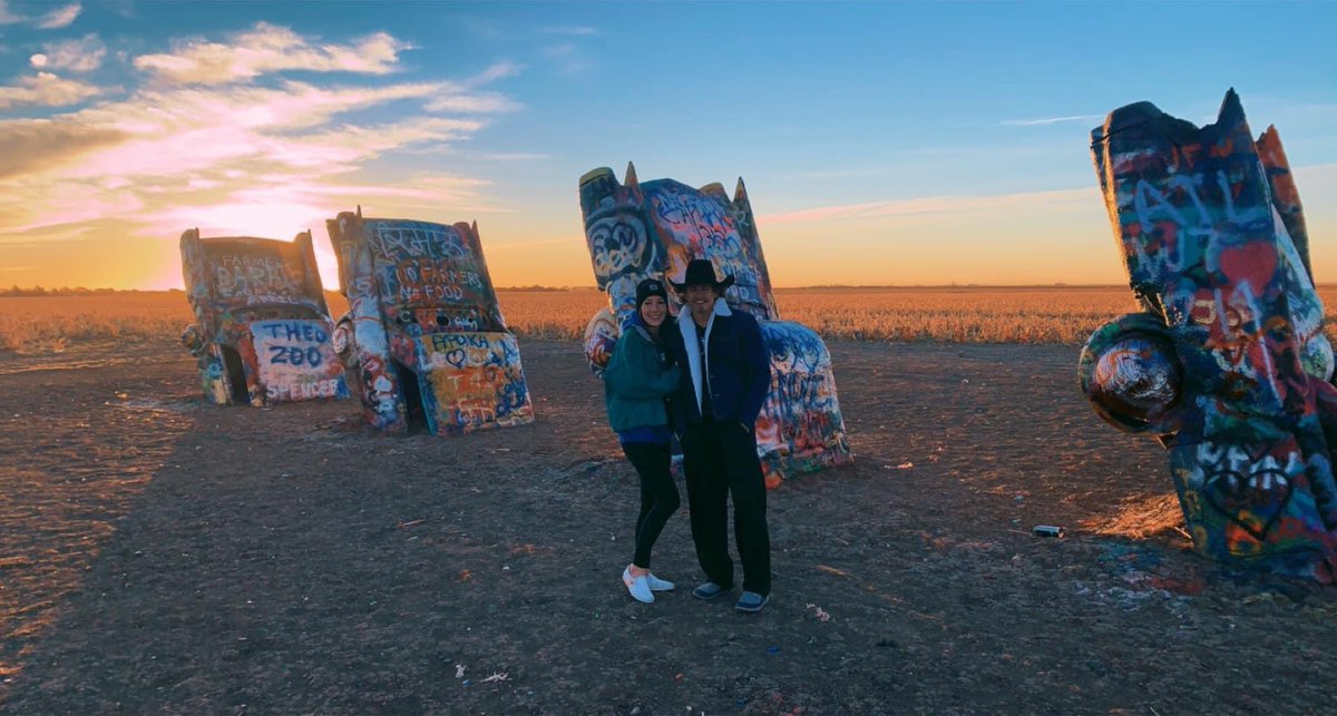 T_Cooper3's tweet photo. Sunrise this morning at Cadillac Ranch was a cold but great stop on this long drive to Breckinridge !!! https://t.co/RssOYODb9c