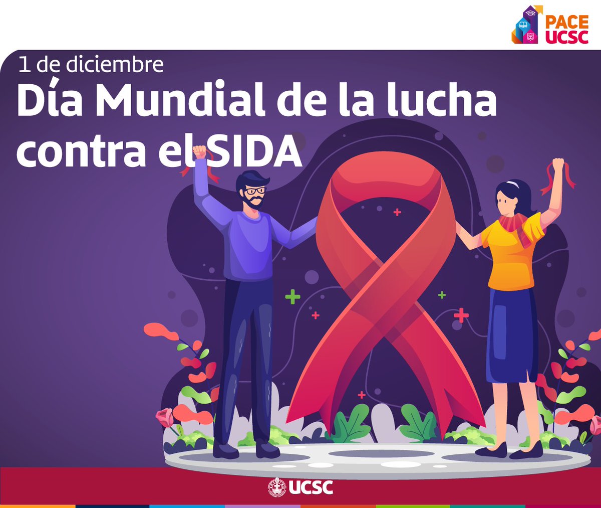 paceucsc's tweet image. Hoy, queremos invitarte a usar el lazo rojo, símbolo internacional de la lucha contra el SIDA y ser un agente activa/o en la conformación de espacios seguros, empáticos, libres de discriminación y estigmatización hacia las personas que viven con VIH.
