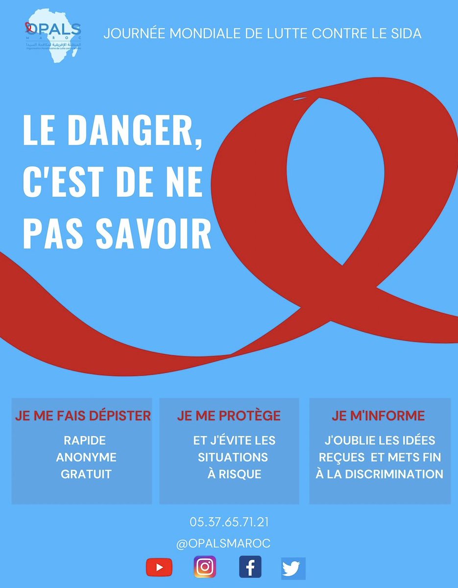 Oublie les idées reçues, et participe à mettre fin à la #discrimination ! 🤝

✅Je me fais dépister ;
✅Je me protège ;
✅Je m'informe.

#1erDécembre #JMLS2021 #WorldAIDSDay 
#JourneeMondialeDeLutteContreLeSida #Maroc 
<a href="/OpalsMorocco/">OPALS Morocco</a>