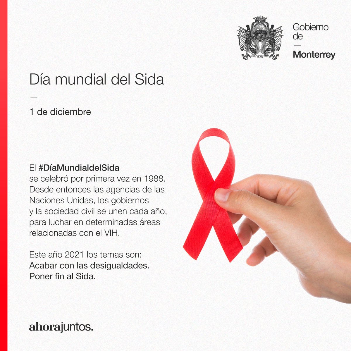 Cada 1° de diciembre, se conmemora el #DíaMundialdelSida, el mundo  se une en esta fecha para apoyar a las personas que viven con el VIH y recordar a las que han fallecido.