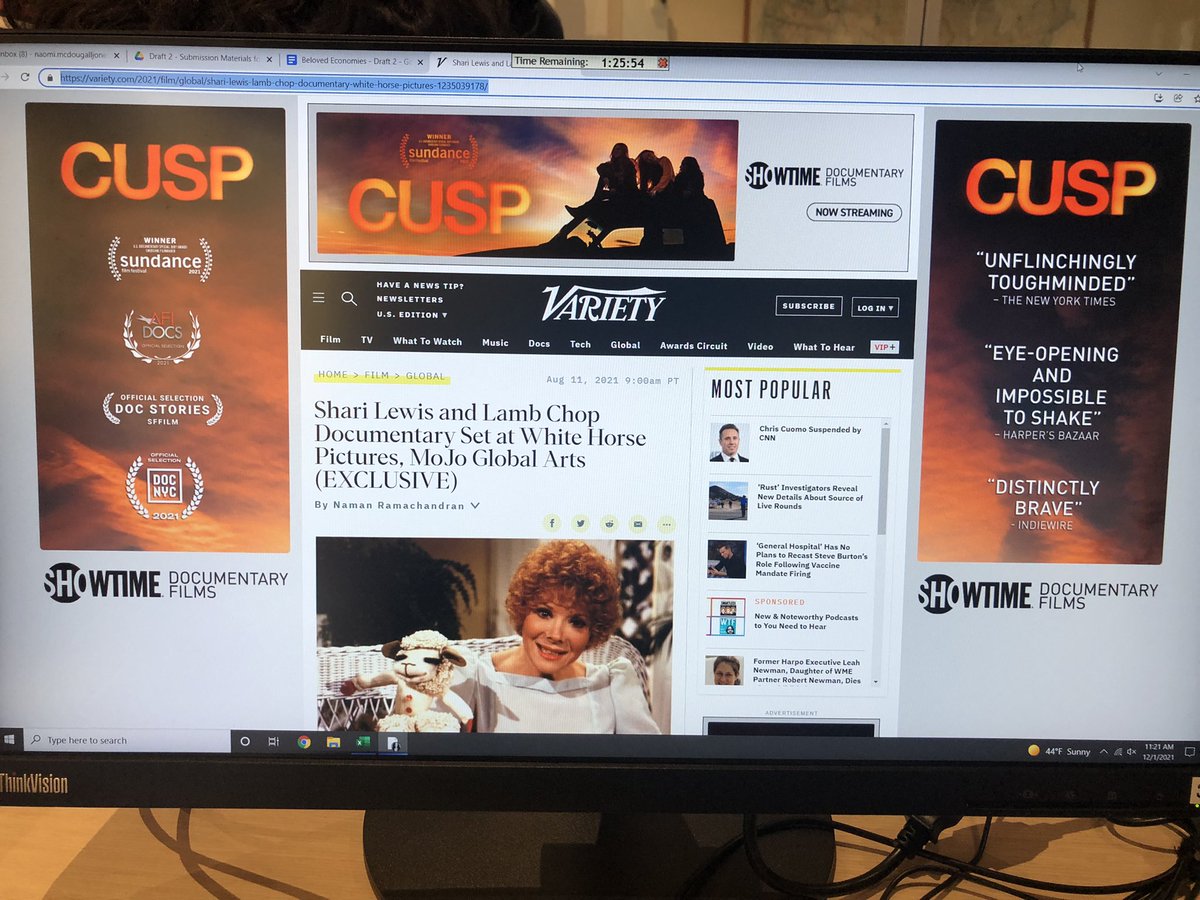 HOLYEEEE SMOKEESSSSS. Such a pinch me moment.

I pulled up this <a href="/Variety/">Variety</a> article announcing the Shari Lewis/Lamb Chop documentary that <a href="/The51Fund/">The51Fund</a> is part of making (!!!!!! - total pinch me moment on its own) and…the ad banners were for <a href="/CuspTheFilm/">Cusp</a> !!!!!