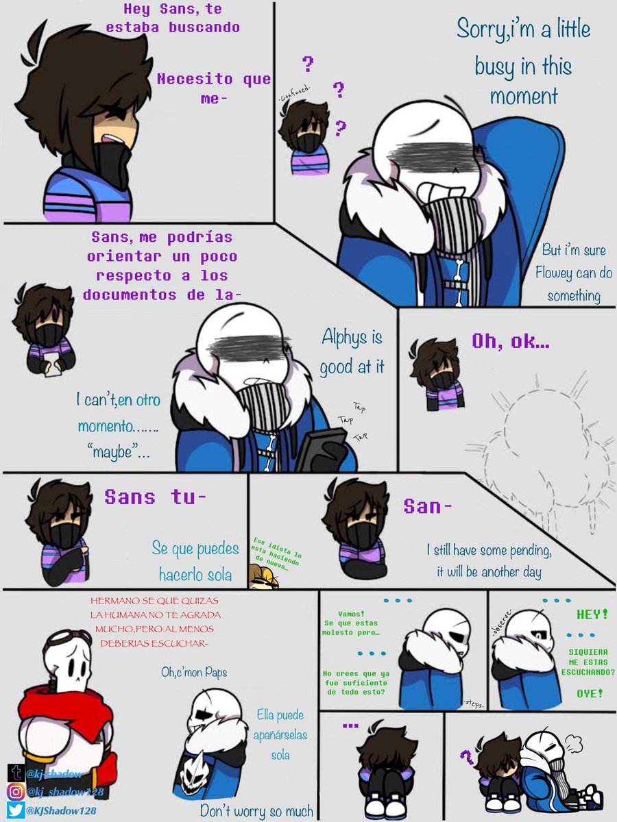 KJShadow128's tweet photo. “No es tan facil…..”
(Me disculpo si algo llega a estar mal escrito 😅)

Contexto?:

Después del último encuentro entre Frisk y Dreg este ultimo trataba de evitarla lo mas que podía…que mas podría esperarse…….

El realmente lo intenta
#UnderGame
#MiniComic
#Aus
#UnderTale https://t.co/J4ycLBXvL2