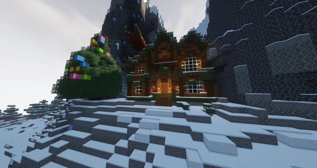 Batesmic009's tweet image. Casita de navidad decorada en @MinecraftiaSmp