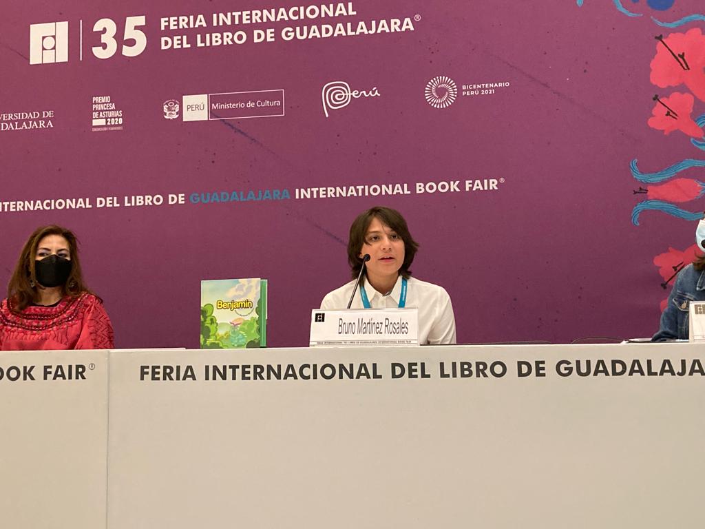 Presentación de Benjamín en <a href="/filguadalajara/">FIL Guadalajara</a>, nuestro segundo libro infantil escrito por Bruno Martínez Rosales  a sus 10 años.
<a href="/letrasparavolar/">Letras para volar</a> #ConexiónEditorial #FILGuadalajara