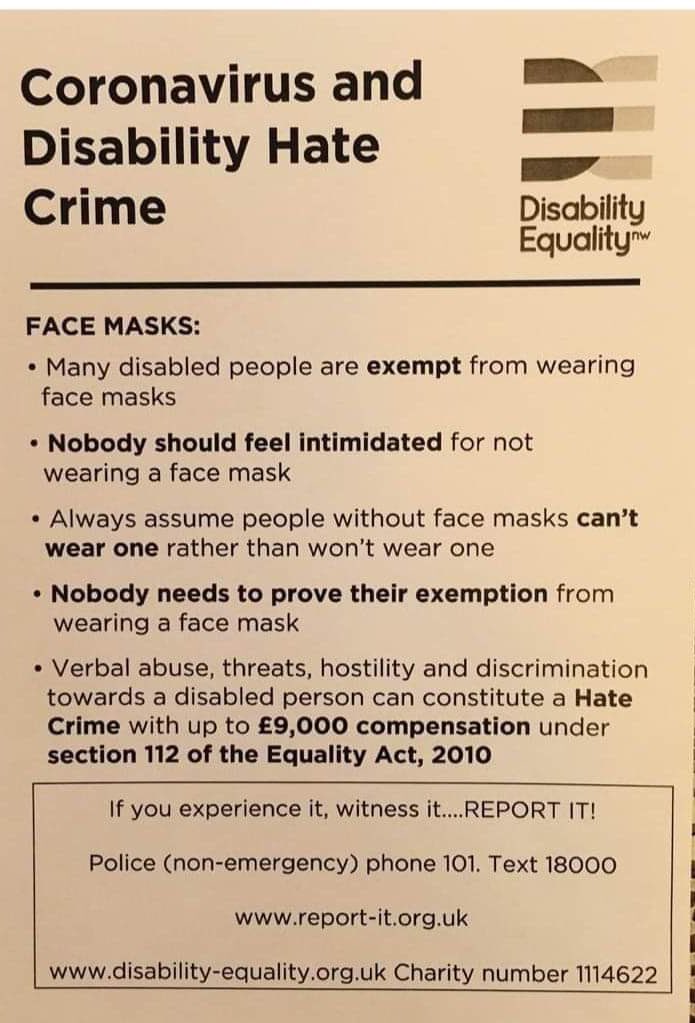 Please don’t judge all those without masks as the enemy. #Disability