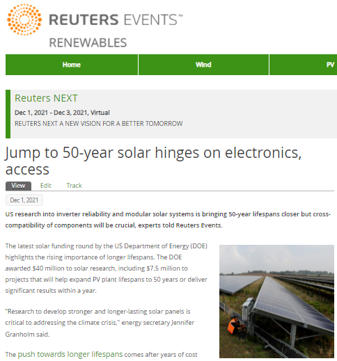 RE_SolarPV's tweet photo. U.S. push for 50-year solar lifespans shines a spotlight on electronics failures-- Read the full article at this link: https://t.co/BIPUQfpFcx and sign up to our free newsletter.
@EPRINews @eeregov
#solar #renewables https://t.co/TNQMzlCQLA