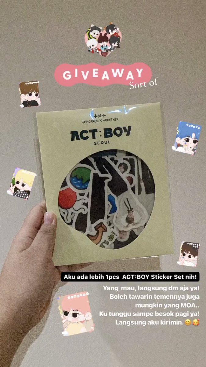 amandmryam's tweet photo. Boleh langsung dm aja yaaaa~ #txt #giveaway (kinda) #ActBoy Sticker set https://t.co/sJF7qsxnkz