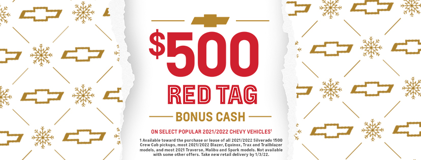 Whatever you're planning this holiday season, let Chevy take you there with $500 Red Tag Bonus Cash.* pbxx.it/AcHBIV