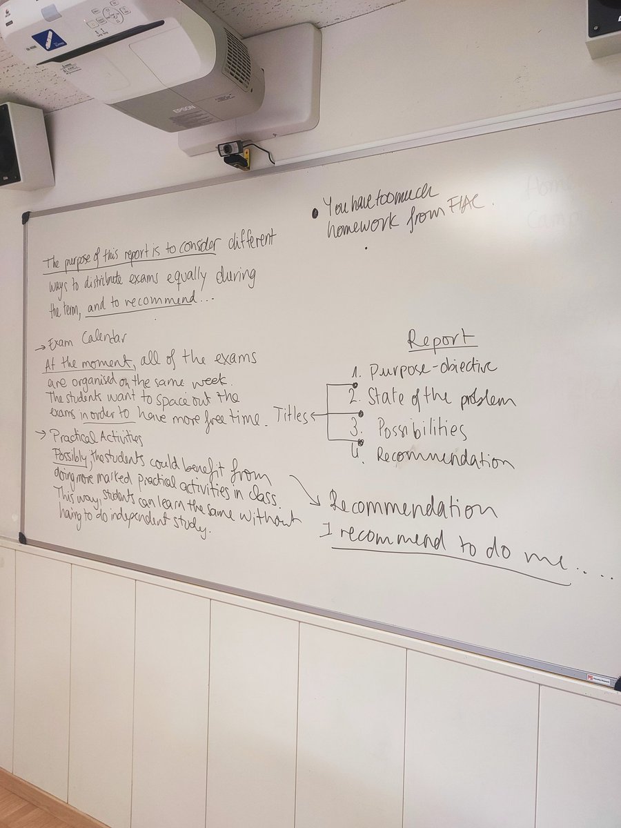 Learning how to structure a report for our #FCE students. #tefl #englishteacher #CambridgeExams #FirstCertificateEnglish
