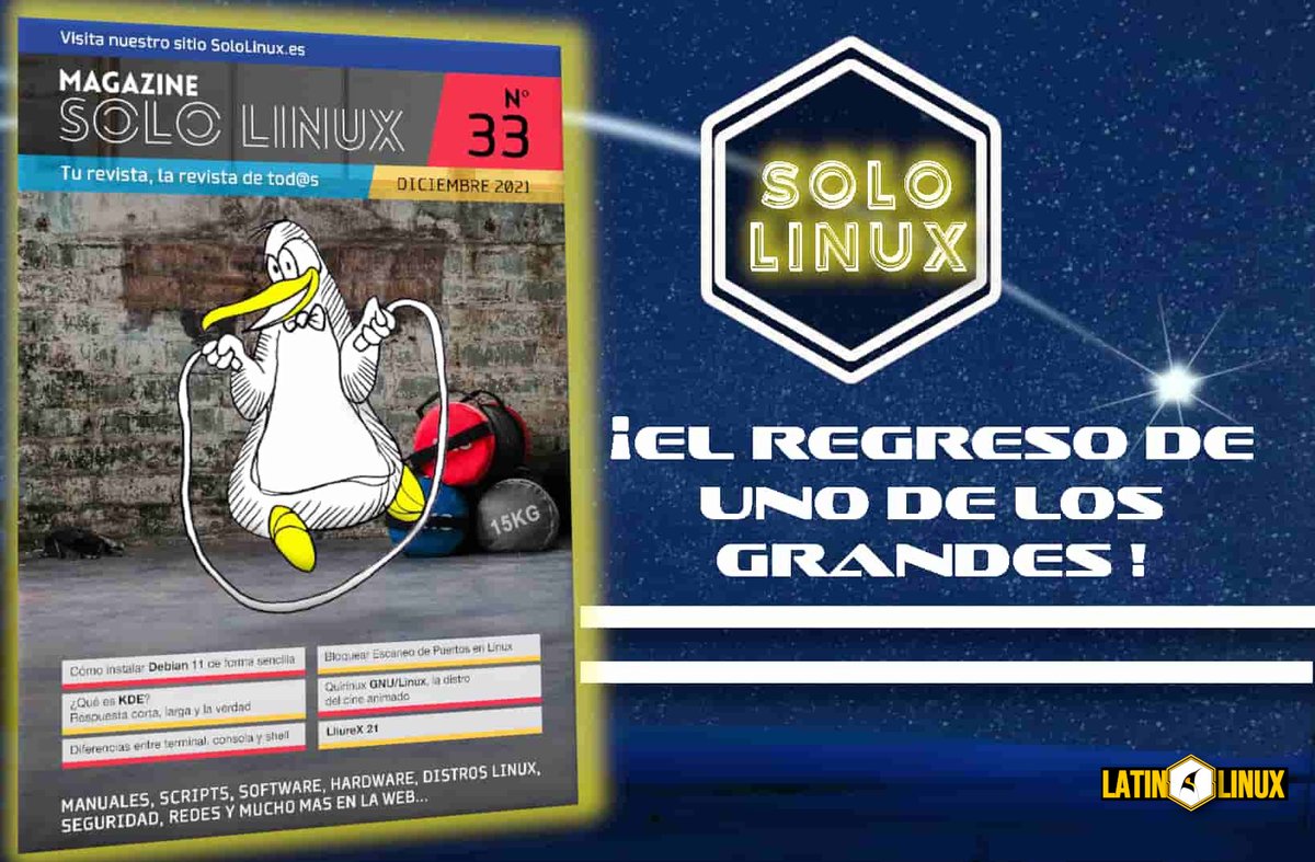 latinlinux's tweet photo. #revista_nº33_SoloLinux #SoloLinux #LatinLinux #Noticias_LatinLinux SoloLinux. El nuevo número 33 de diciembre ¡Ya está aquí!
https://t.co/FBSotRPvim https://t.co/E57oj6Ez78