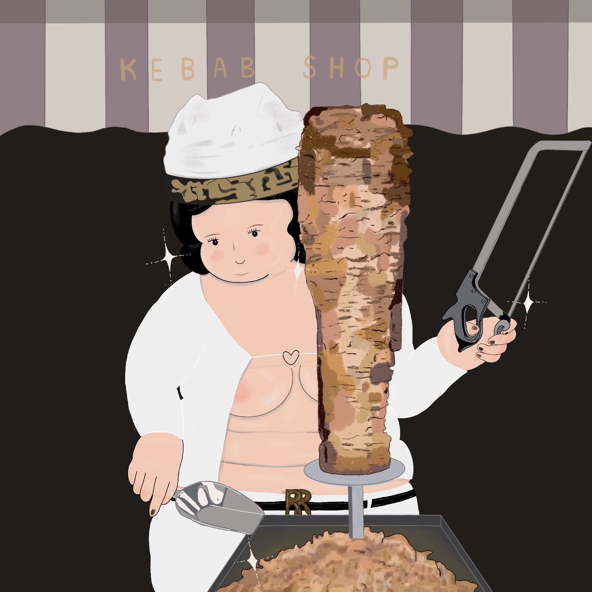 sisterromanee's tweet photo. My new drop on #opensea 
Sister Romanee is selling Kebabs 😅
Please do not hesitate to collect her.
She is waiting for you! 😅 #nft #nftcollectors #nftcartoon #nftjapan #nftthailand #OpenSeaNFT #kebabs https://t.co/9XFVaYQSqx