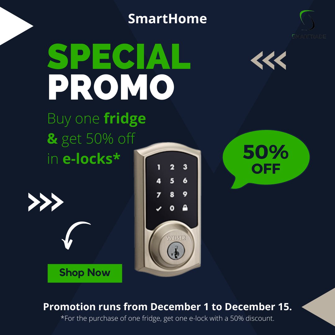 NOW IS THE TIME!❄️
Buy one fridge &amp; get -50% in e-locks
#SmartHome #SmarTrade #promo