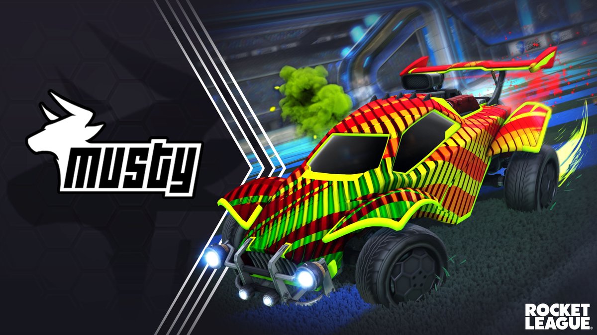 RocketLeague's tweet photo. Musty's Garage hits the Item Shop today! This bundle features a selection of favorite items picked by @amustycow himself. 

Learn more about the bundle here: https://t.co/xFARYCPeqy https://t.co/0MCAlOw7cs