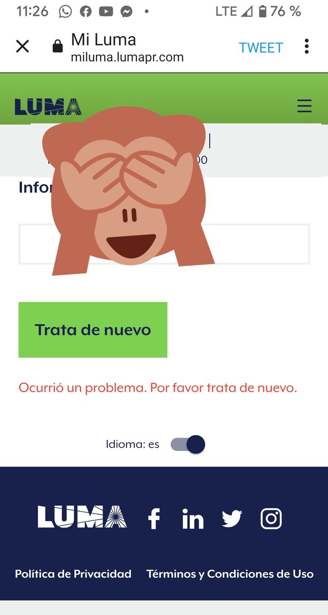 LFeliberty's tweet photo. @lumaenergypr Ok...ni siquiera el reporte de interrupción se puede hacer 🤦 https://t.co/hxZHjnzHeD