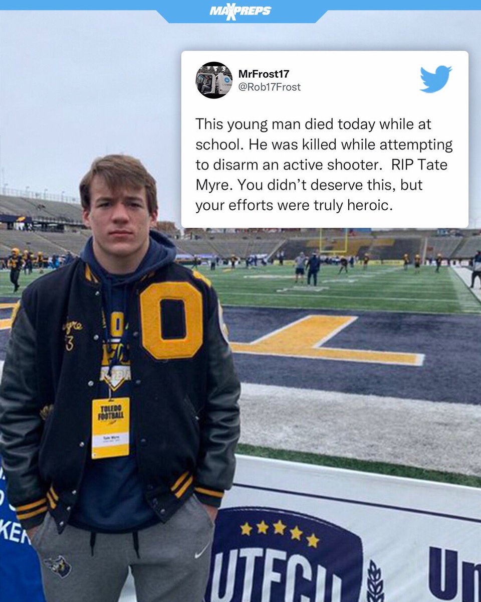 Tate Myre, a junior football player at Oxford High School, was on varsity since his freshman year and an honor student. 

He will always be remembered as a hero.🙏
